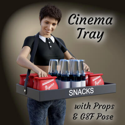 Cinema Tray with Genesis 8 Female Pose