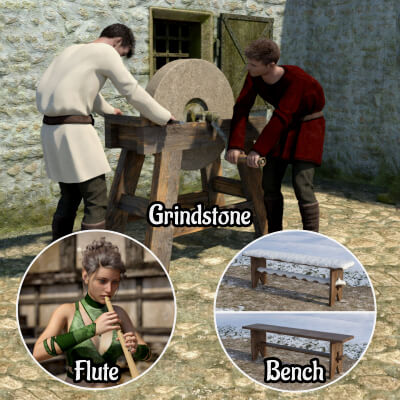 Medieval/Fantasy Props with G8 Poses Set