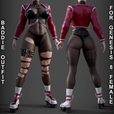 Baddie Outfit for Genesis 8 Female by PH3Dee