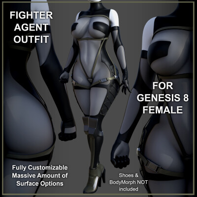 Fighter Agent Outfit for Genesis 8 Female by PH3Dee