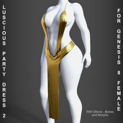 Luscious Party Dress 2 for Genesis 8 Females by PH3Dee