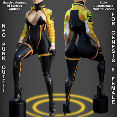 Neo Punk Outfit for Genesis 8 Female by PH3Dee