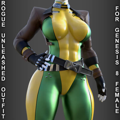 Rogue Unleashed Outfit for Genesis 8 Female by PH3Dee
