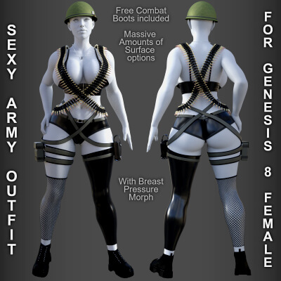 Sexy Army Outfit for Genesis 8 Female by PH3Dee