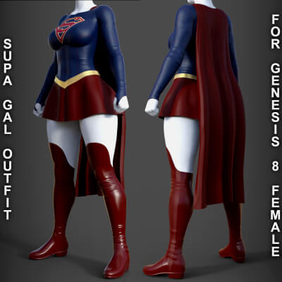Supa Gal Outfit for Genesis 8 Female by PH3Dee