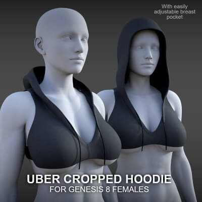 Uber Cropped Hoodie for Genesis 8 Females by PH3Dee