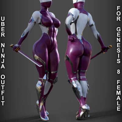 Uber Ninja Outfit for Genesis 8 Female by PH3Dee