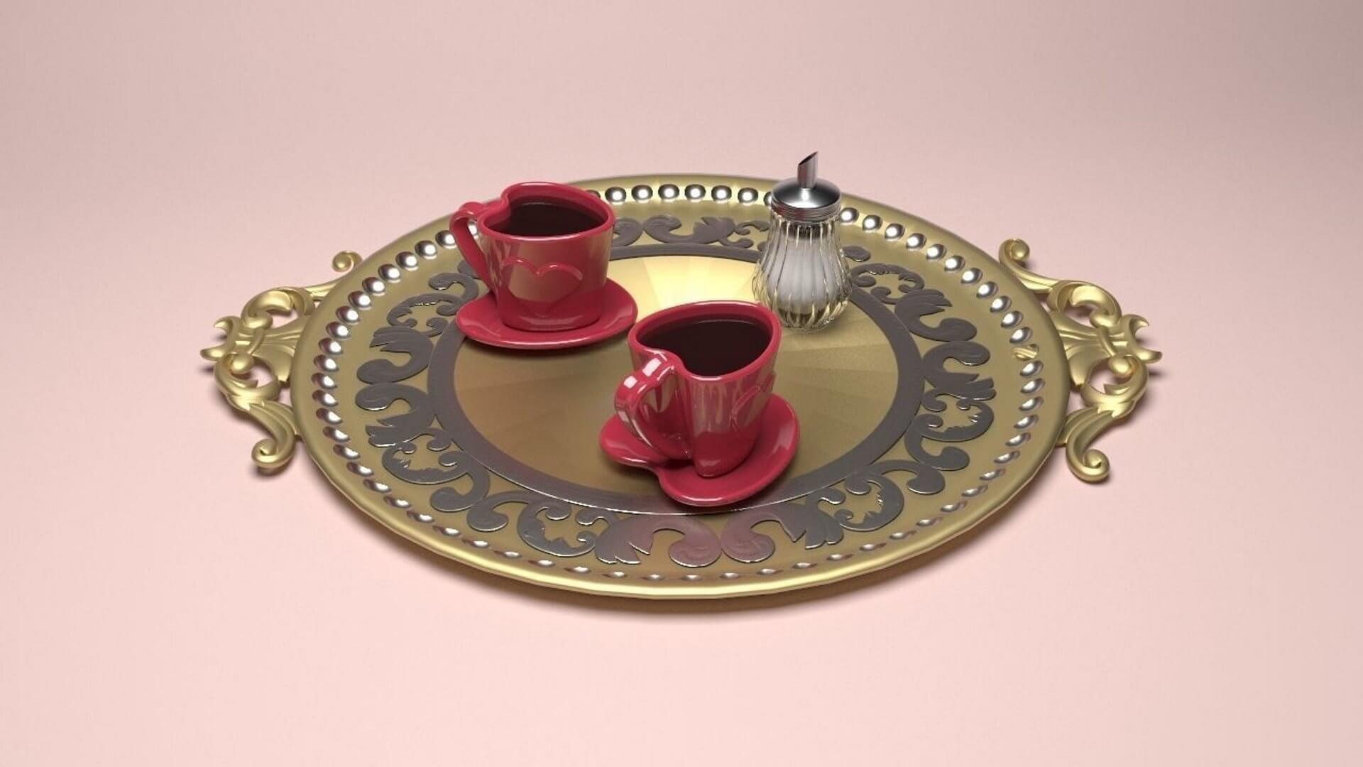 Coffee Service Tray 3D Model by Pictorer