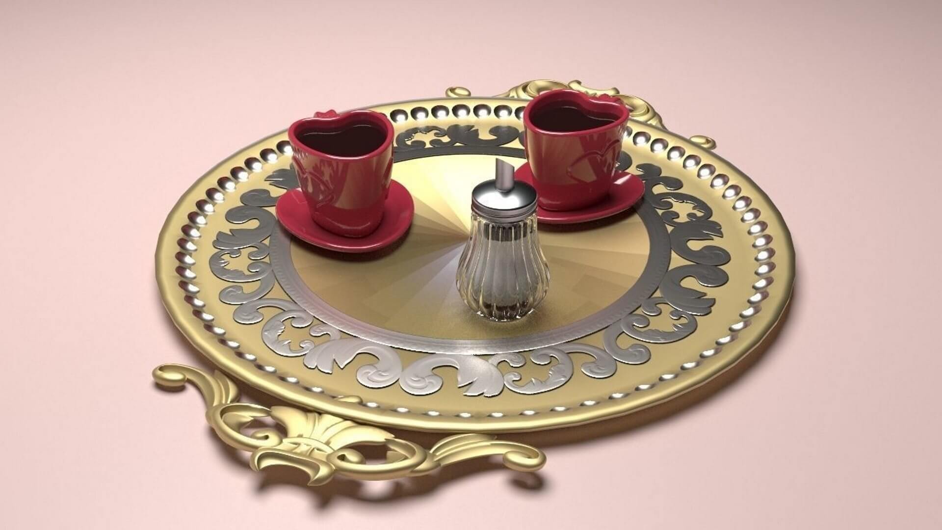Coffee Service Tray 3D Model by Pictorer