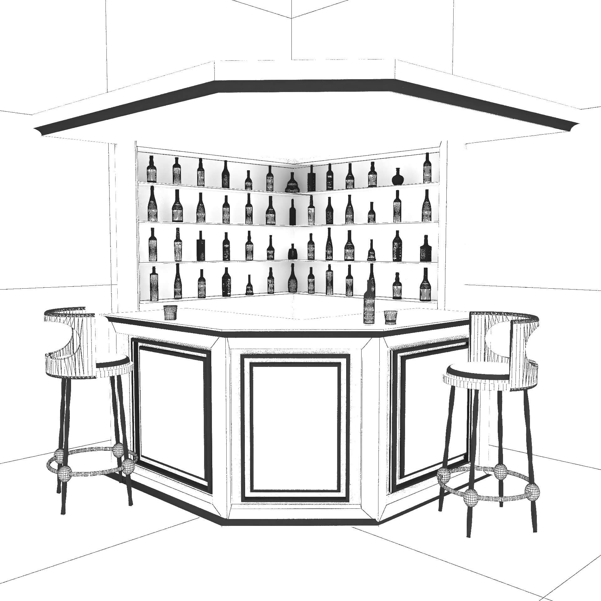 House Corner Bar 3D Model by Pictorer