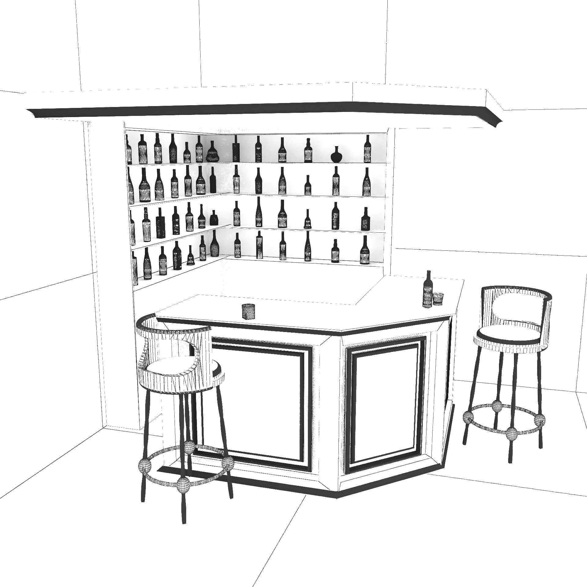 House Corner Bar 3D Model by Pictorer