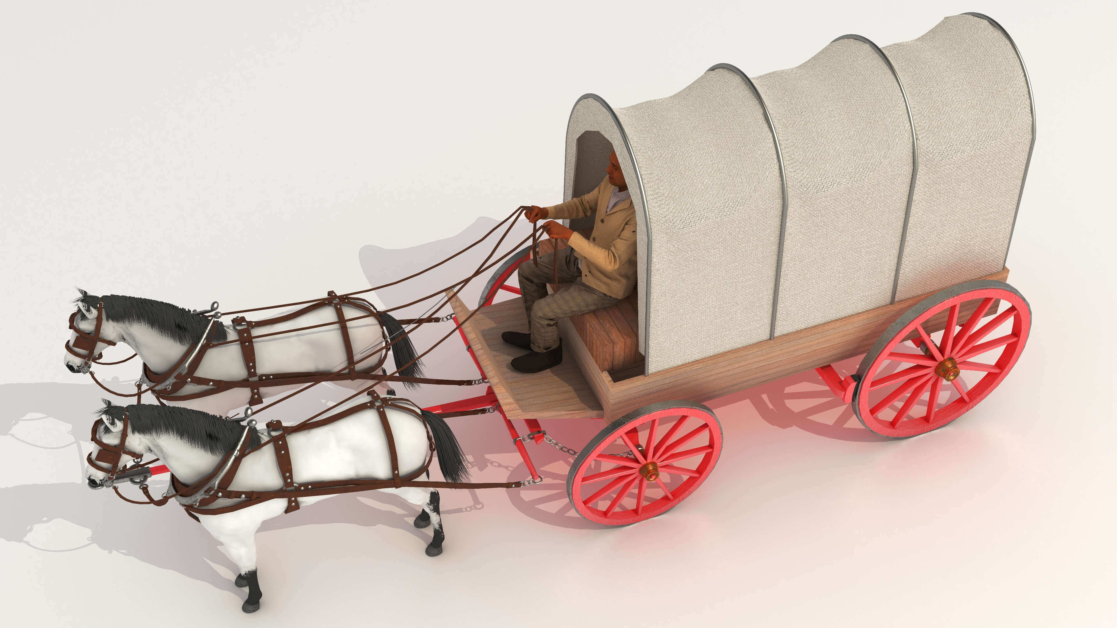Covered Wagon 2 - 4K 3D Model by Pictorer