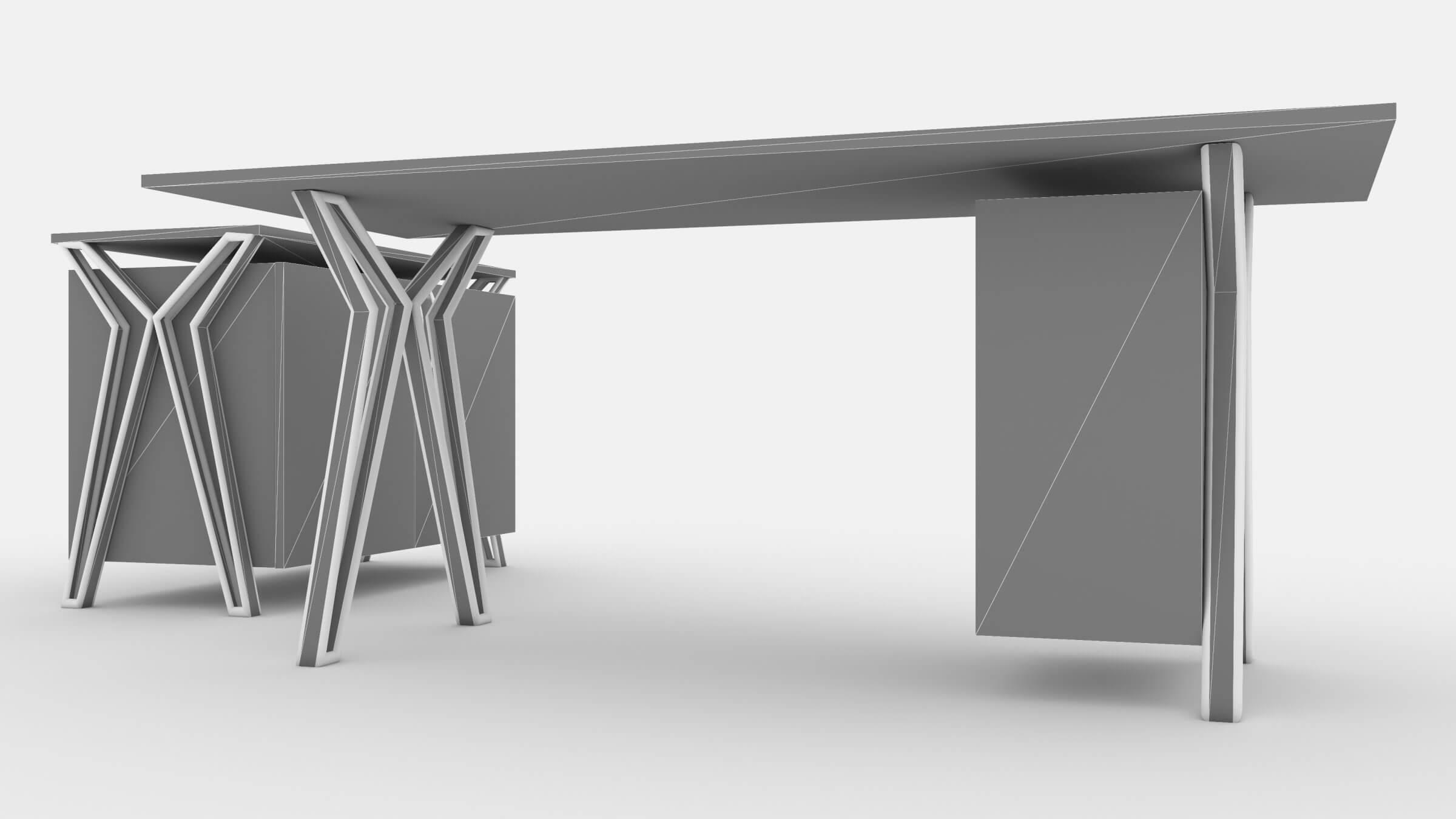 Glass Office Desk 2 4K 3D Model by Pictorer