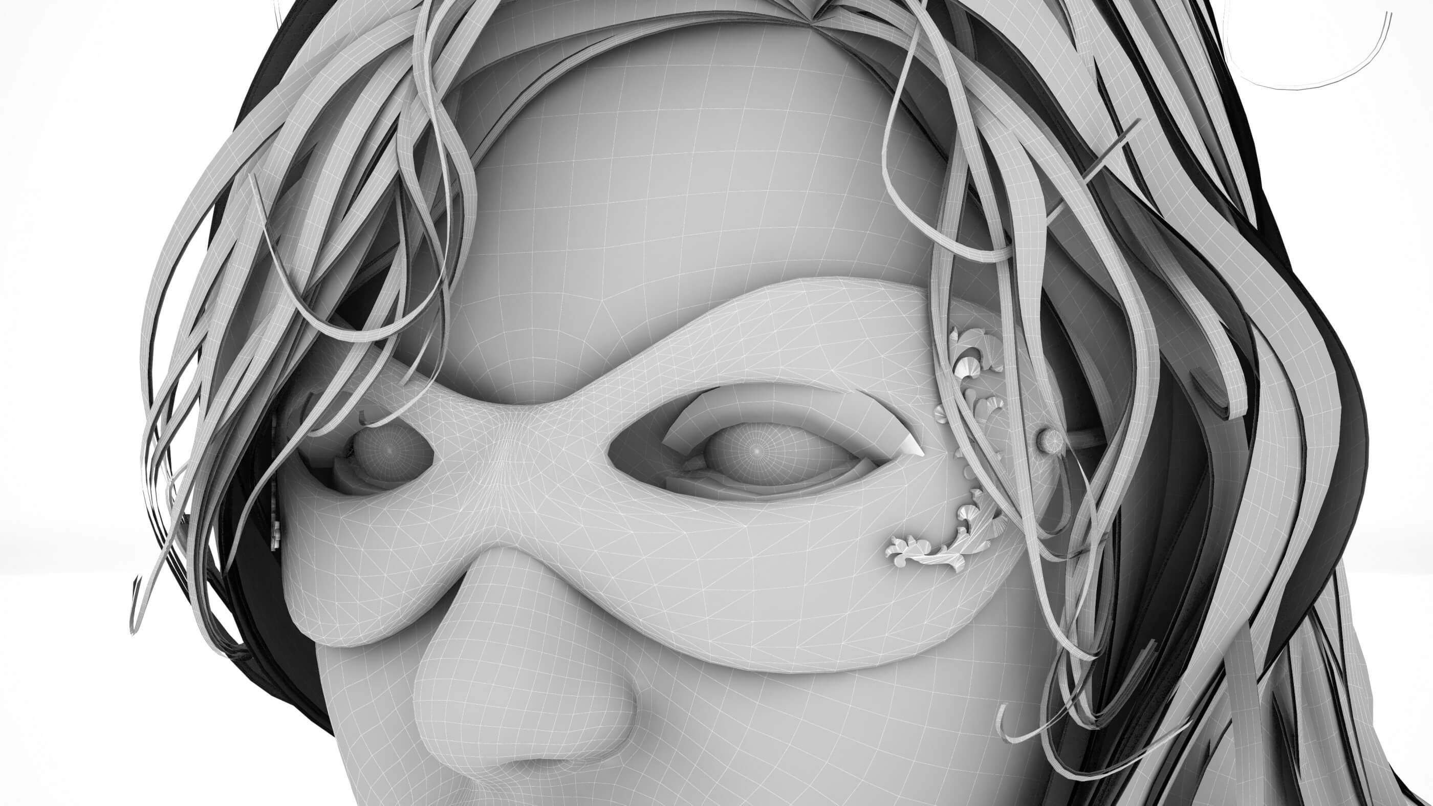 Masked Woman 4K 3D Model by Pictorer