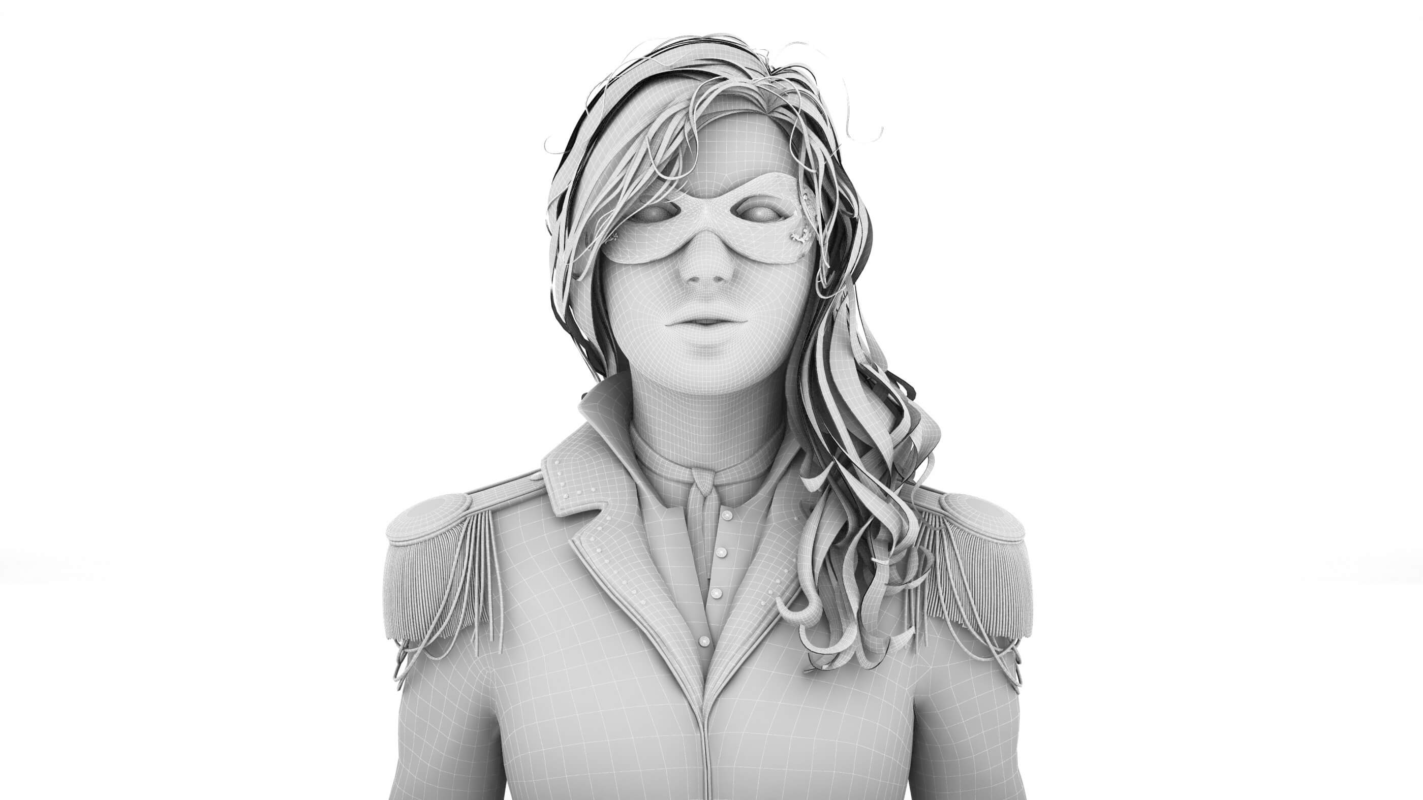 Masked Woman 4K 3D Model by Pictorer