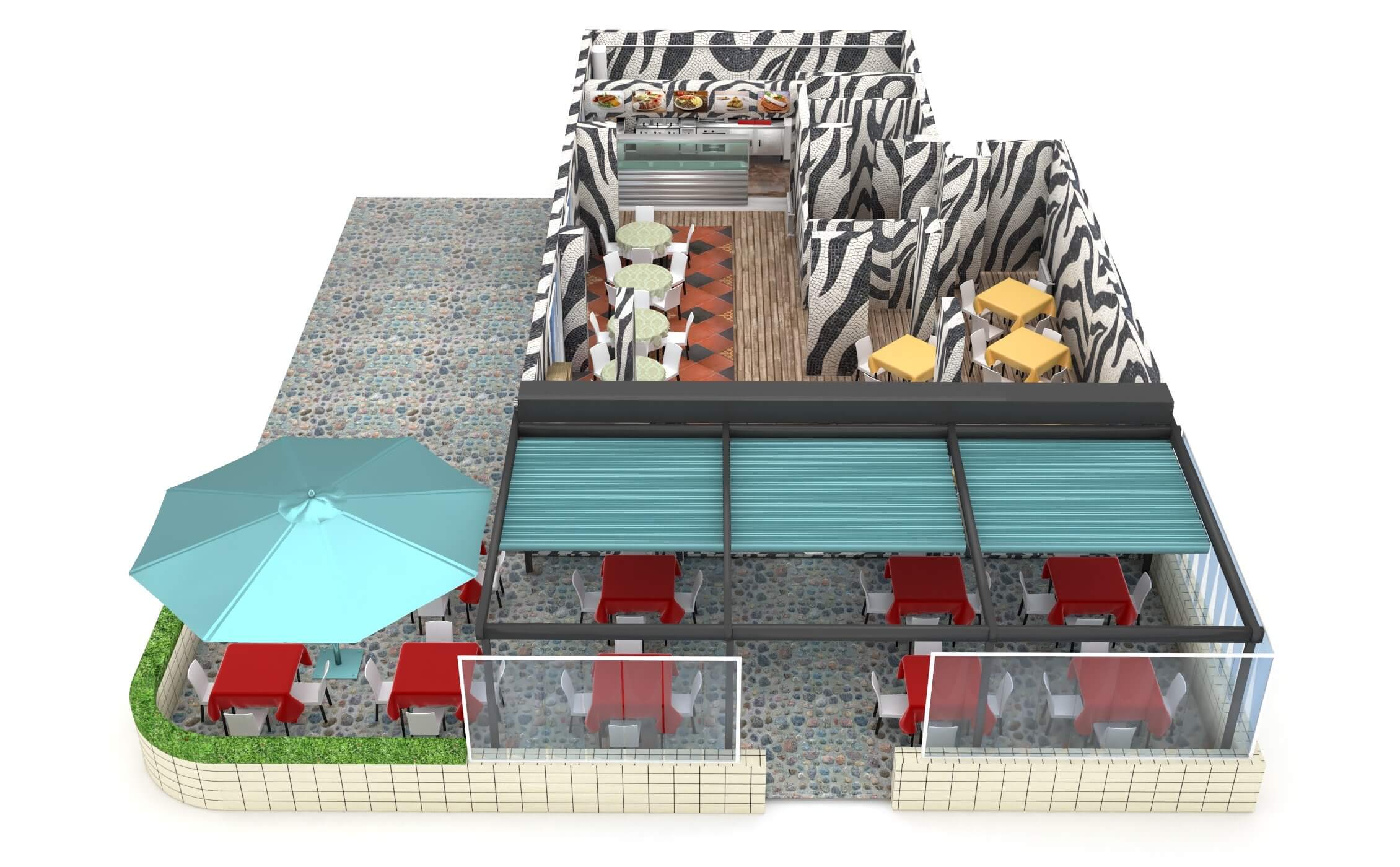 Zebra Restaurant 3D Model by Pictorer
