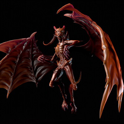Flying Demon Unreal Unity 24 Animations Rig in Maya - 3D Model by pink ...