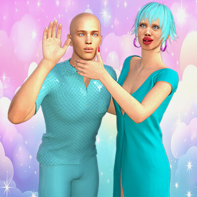 Kawaii couple pose for G8F G8M