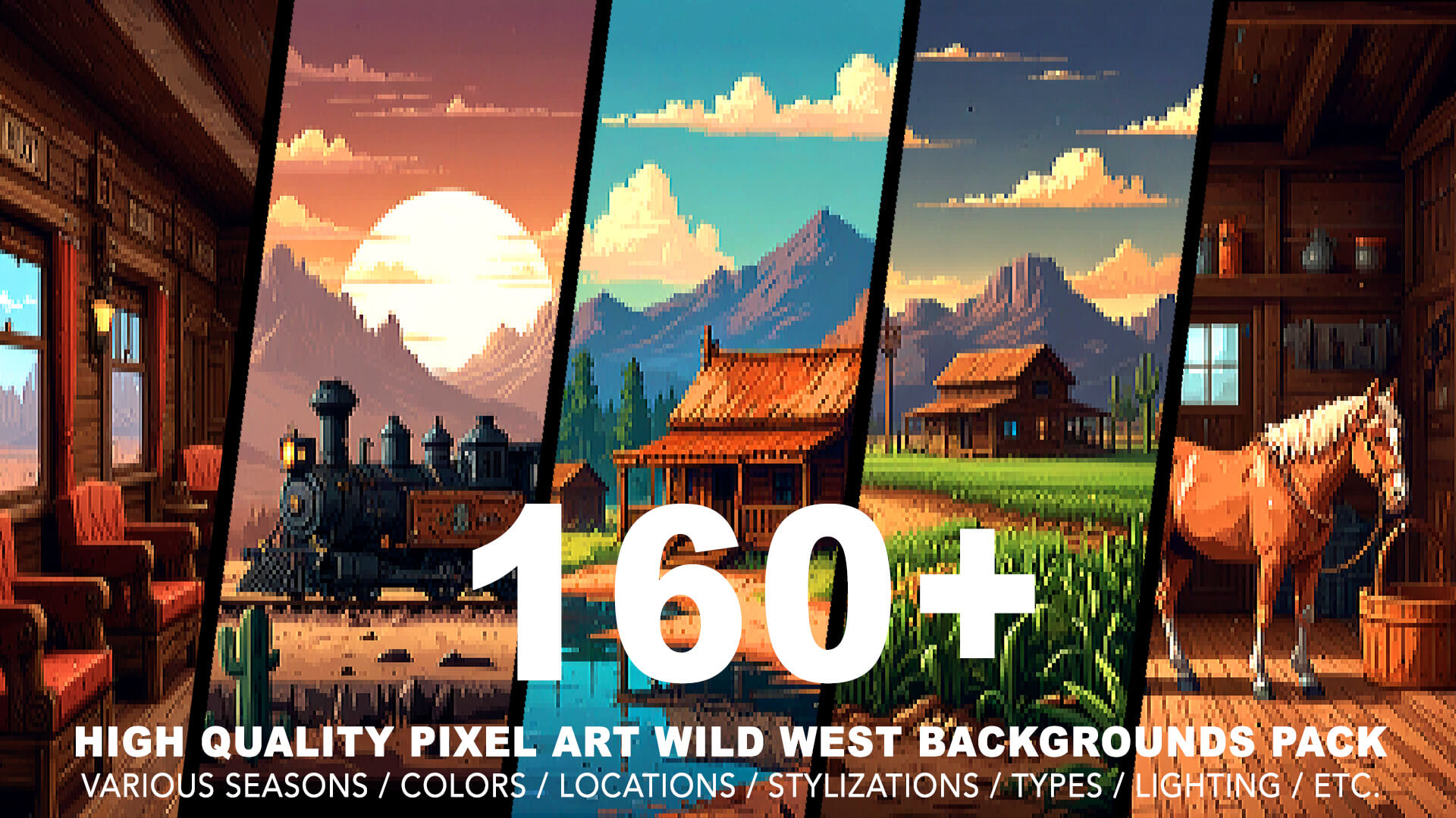Wild West Pixel Art Backgrounds - 2D Game Asset by Pixel_Hunter