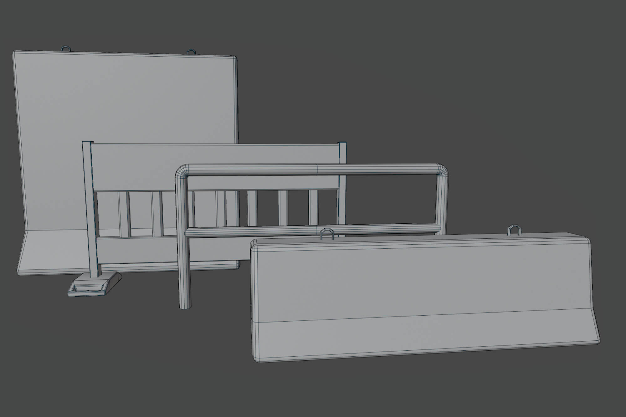 Road Barriers Set - 3D Model by PixMoDream
