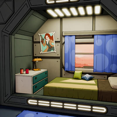 Bedroom Space Base - Cartoon Style