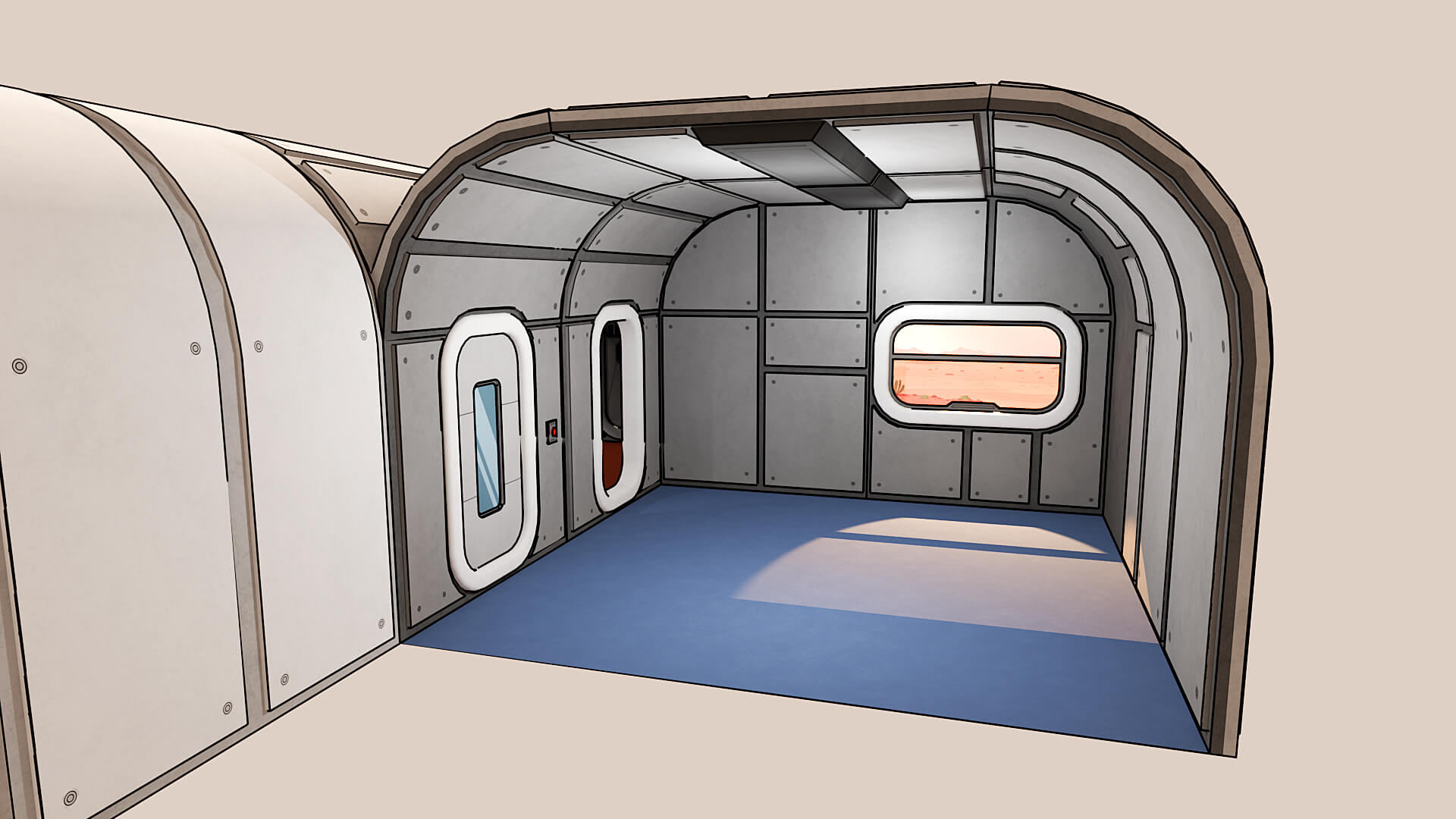 Modular Space Base - Cartoon Style 3D Model by PizzaAndGames