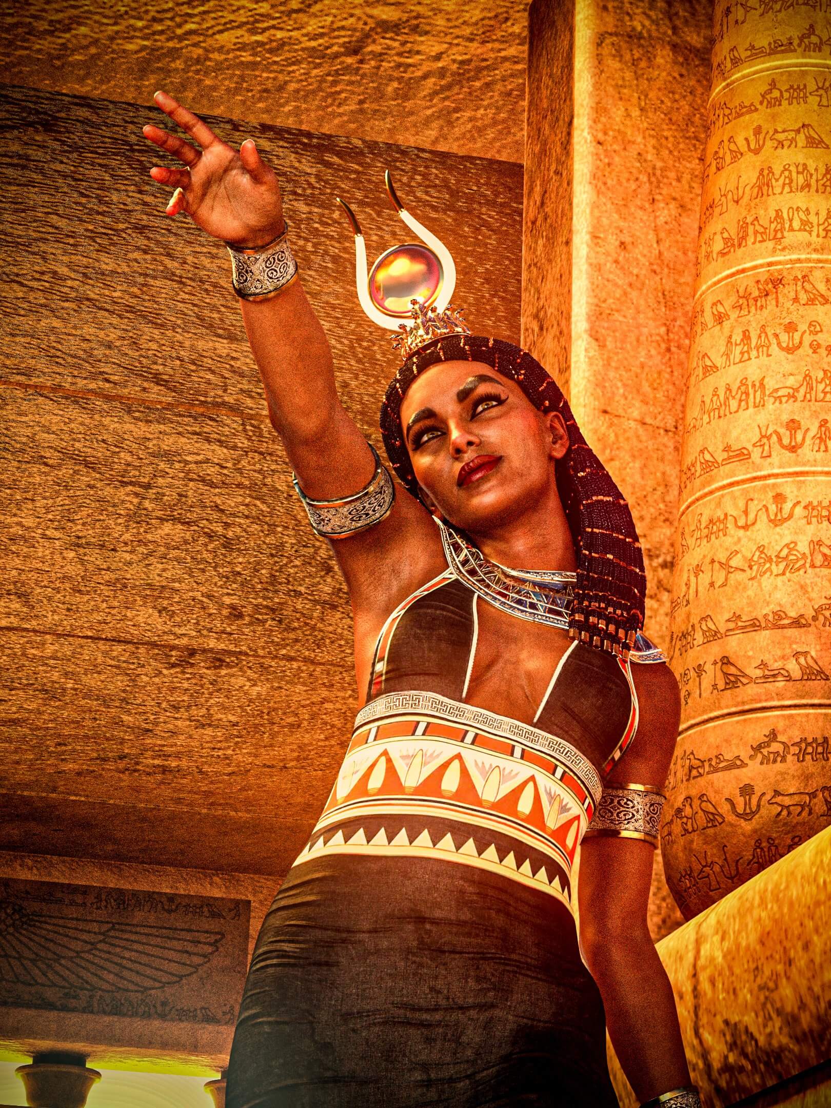 Queen of the Nile 3D Render, Digital Art by Pizzaundbier