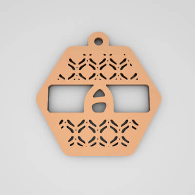 A Hexagonal Split Monogram Initial Keychain