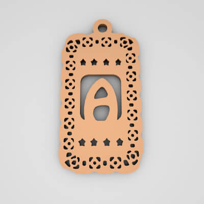 A Rectangle Star Monogram Cute Keychain