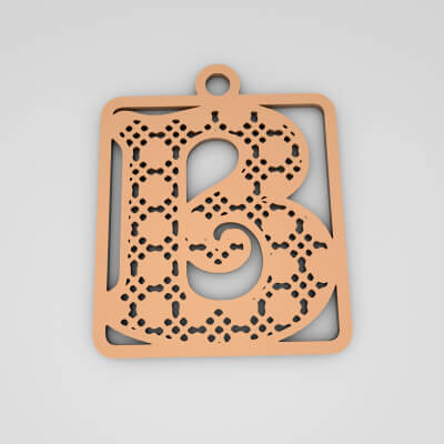B Initial Stylish Monogram Keychain