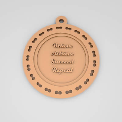 Believe Achieve Succeed Repeat Quote Round Keychain