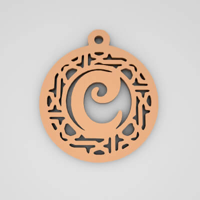 C Circular Stripe Split Monogram Keychain