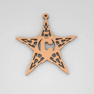 C Star Monogram Cute Keychain