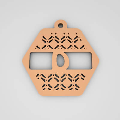 D Hexagonal Split Monogram Initial Keychain