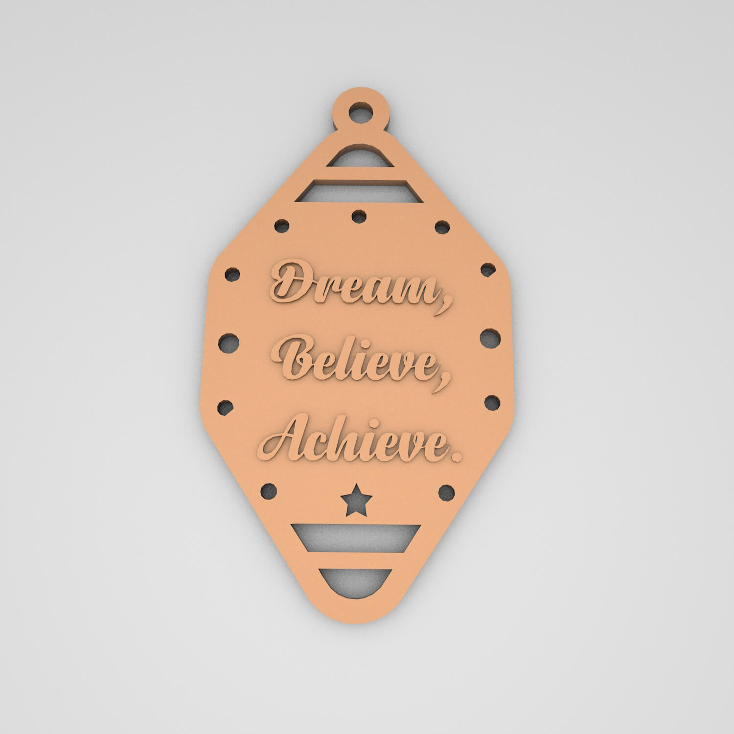 Dream, Believe, Achieve Cute Keychain 3D Print Model by pk3dstore