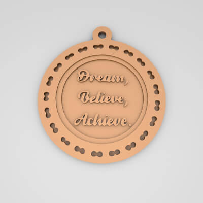 Dream Believe Achieve Quote Round Keychain