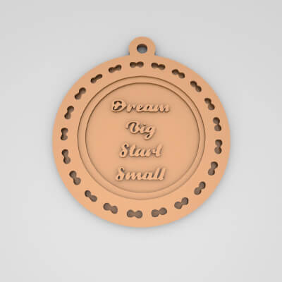 Dream Big Start Small Quote Round Keychain