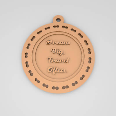 Dream Big Travel Often Quote Round Keychain