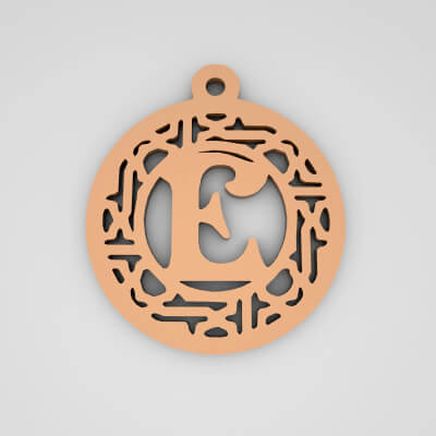 E Circular Stripe Split Monogram Keychain