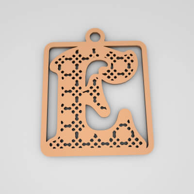 E Initial Stylish Monogram Keychain