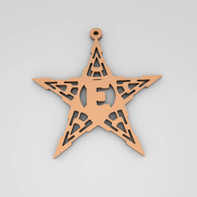 E Star Monogram Cute Keychain