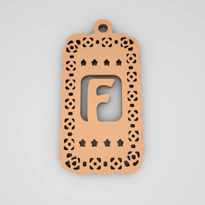 F Rectangle Star Monogram Cute Keychain