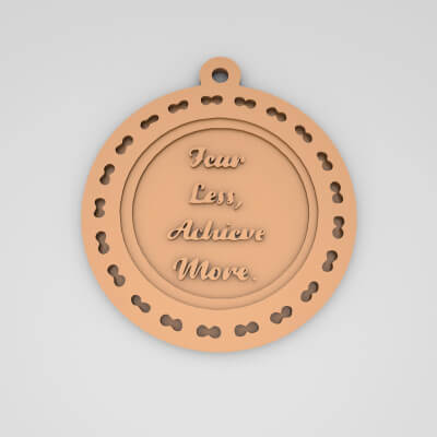 Fear Less Achieve More Quote Round Keychain