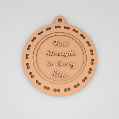 Find Strength in Every Step Quote Round Keychain