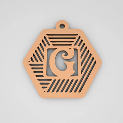 G Hexagonal Stripe Split Monogram Keychain