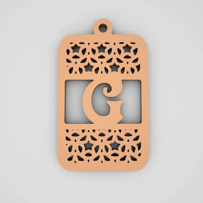 G Rectangle Split Monogram Keychain