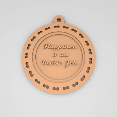 Happiness Is an Inside Job Quote Round Keychain