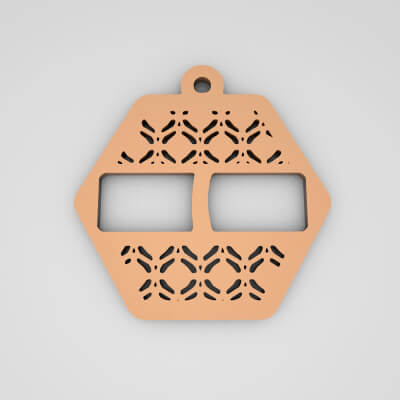 I Hexagonal Split Monogram Initial Keychain