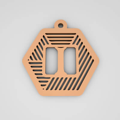 I Hexagonal Stripe Split Monogram Keychain