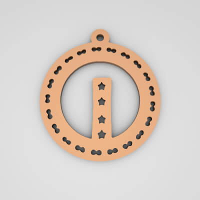 I Initial Round Star Monogram Keychain